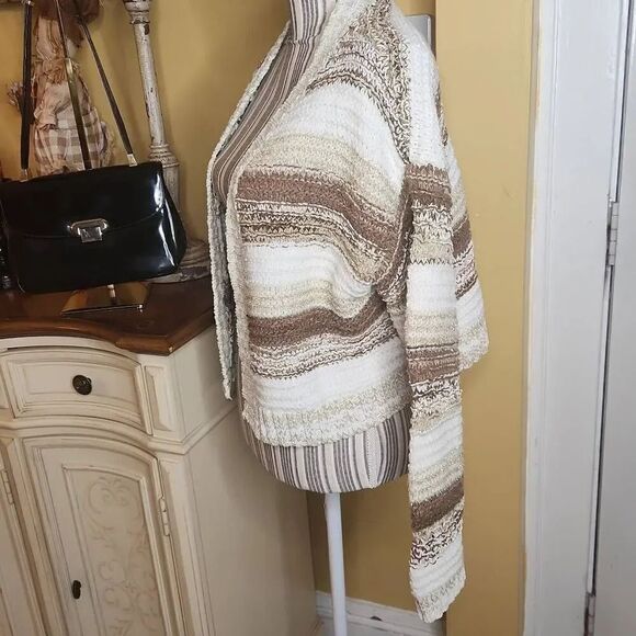 Wild fable open cardigan neutral wool blend sweater women's size M - Picture 4 of 5